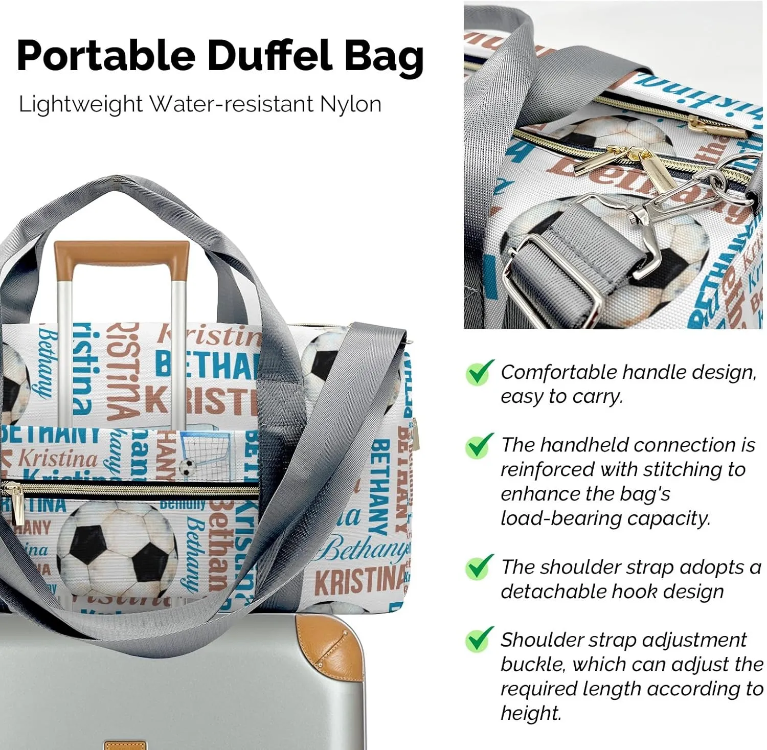 Sport Player Duffle Bag for Travel, Carry on Bag Travel Bags Soccer Ball Canvas Travel Duffel Bag Overnight Weekend Gym Bag Carry On Luggage Bags