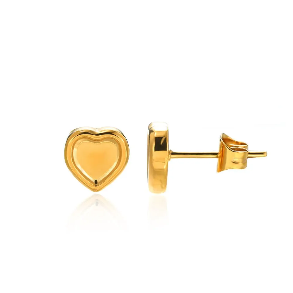 Stainless Steel Heart Earrings Cute Heart Studs Minimalist Earrings for Women Girls