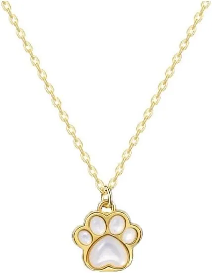 Sterling Silver Minimalist Pet Dog Cat Puppy Kitten Paw Prints Pendant Necklace Meaningful Jewelry for Women