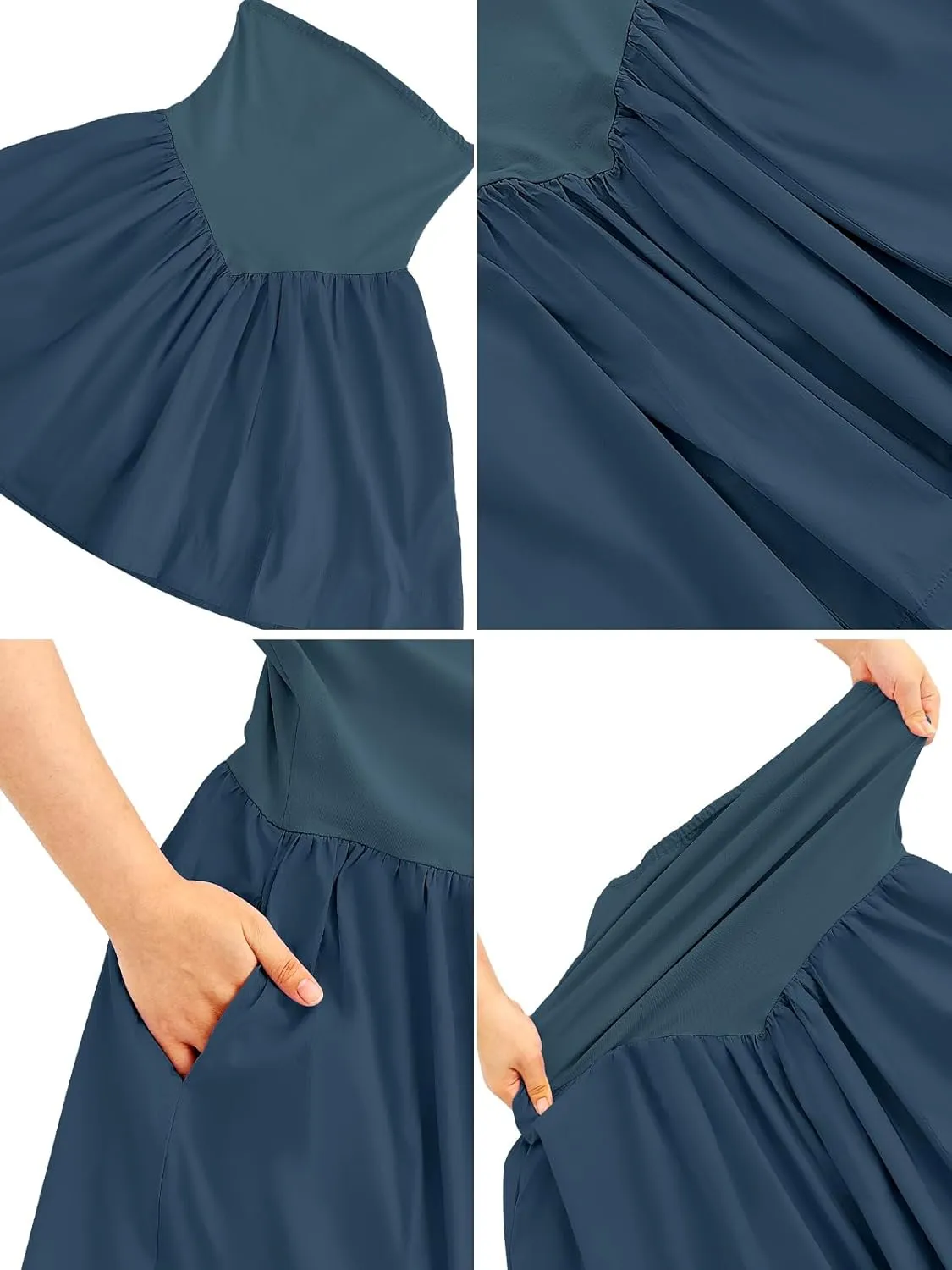 Strapless Mini Dresses for Women Summer Backless Sleeveless Solid Flowy A Line Patchwork Beach Tube Top Dress