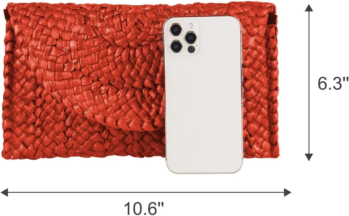 Straw Clutch Purses for Women Summer Beach Bags Envelope Woven Clutch Handbags