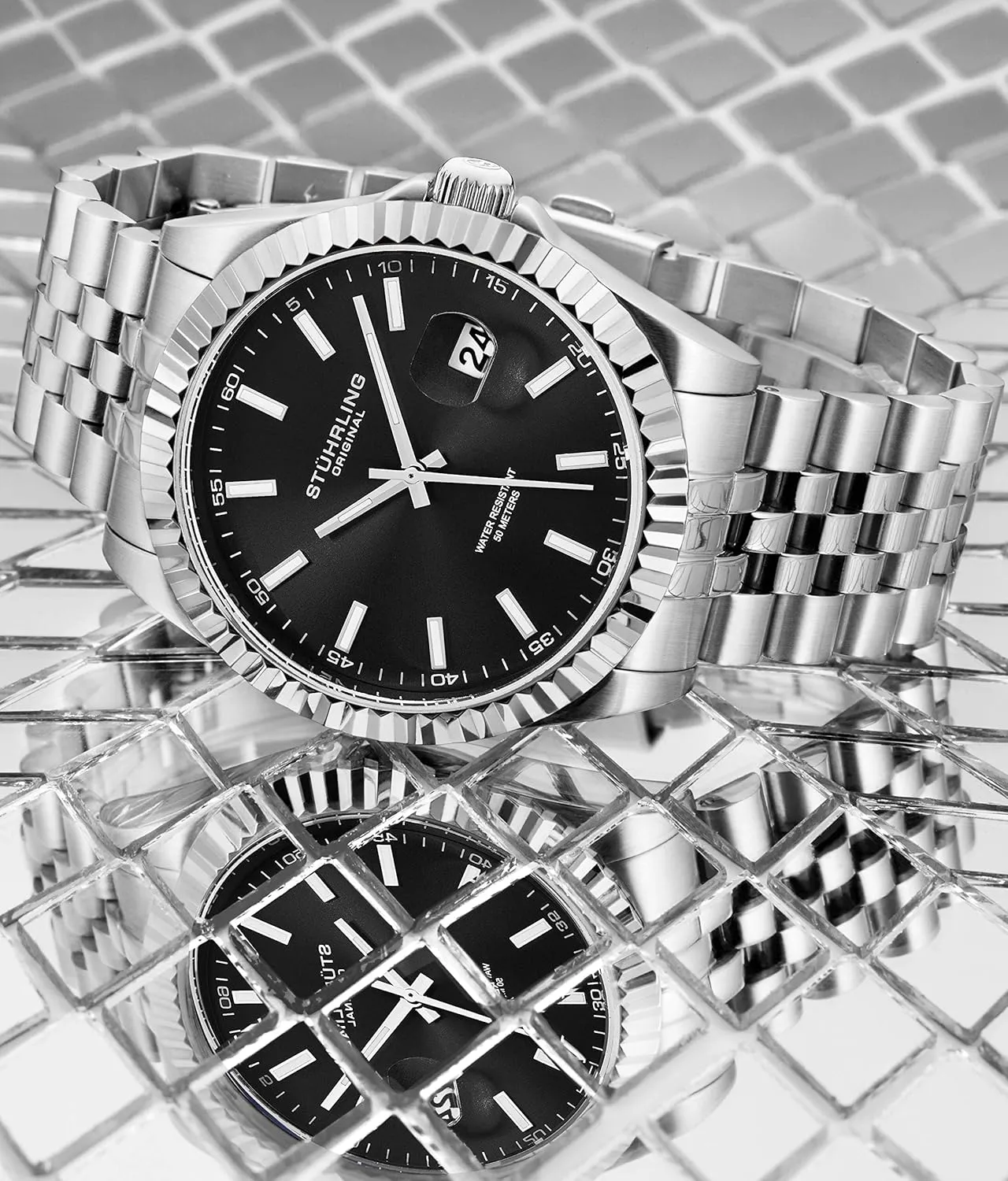 Stuhrling Original Men's Symphony Regent Coronet Stainless Steel Bracelet Watch
