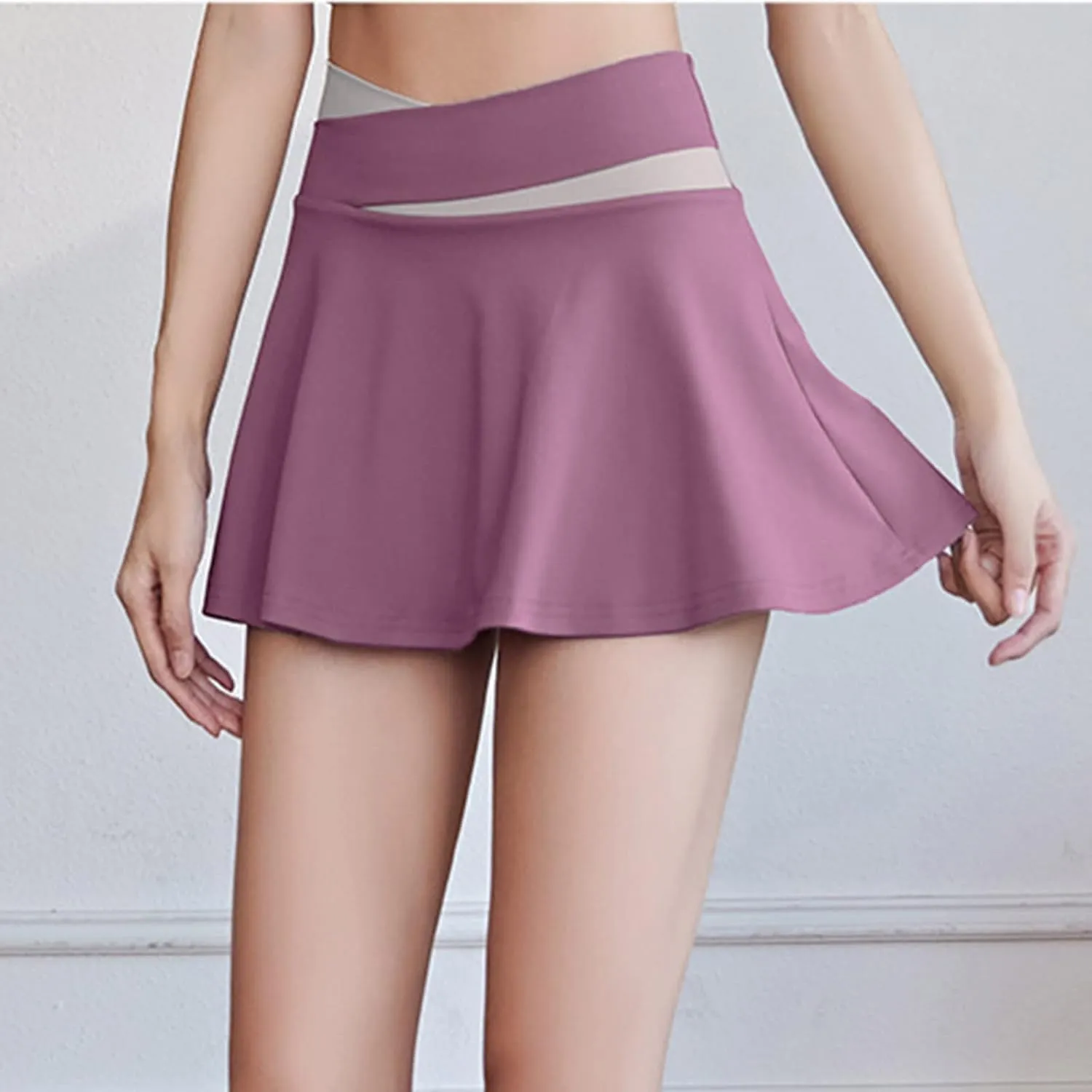 Summer Skirts for Women Athletic Criss Cross High Waist Tennis Skorts Silk Yoga Flowy Skater Skirt Fitness Clothes