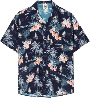 SURF CUZ Mens Hawaiian Shirts Short Sleeve Stretch Casual Aloha Shirt Vacation Mens Tropical Button Down Beach Shirts
