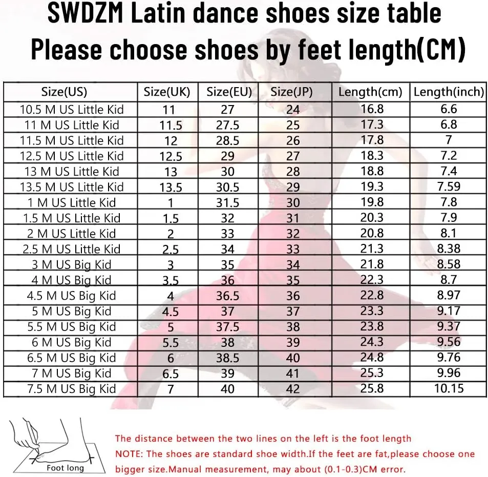 SWDZM Girls & Women's Satin Latin Dance Shoes Professional Ballroom Salsa Practice Performance Dancing Shoes Model XGG