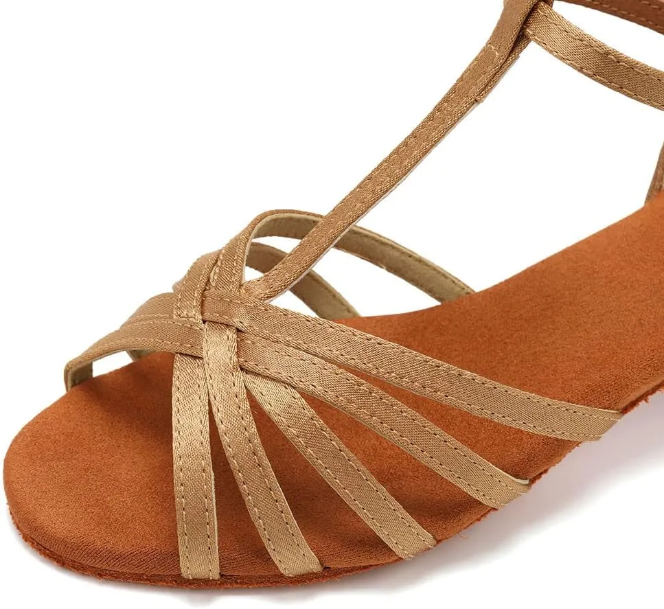 SWDZM Girls & Women's Satin Latin Dance Shoes Professional Ballroom Salsa Practice Performance Dancing Shoes Model XGG