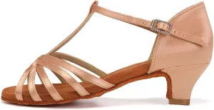 SWDZM Girls & Women's Satin Latin Dance Shoes Professional Ballroom Salsa Practice Performance Dancing Shoes Model XGG
