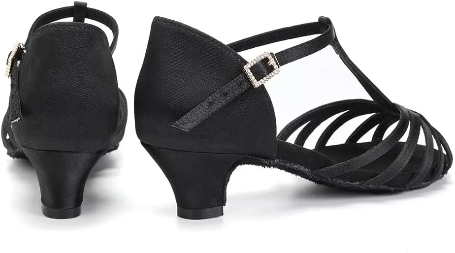 SWDZM Girls & Women's Satin Latin Dance Shoes Professional Ballroom Salsa Practice Performance Dancing Shoes Model XGG