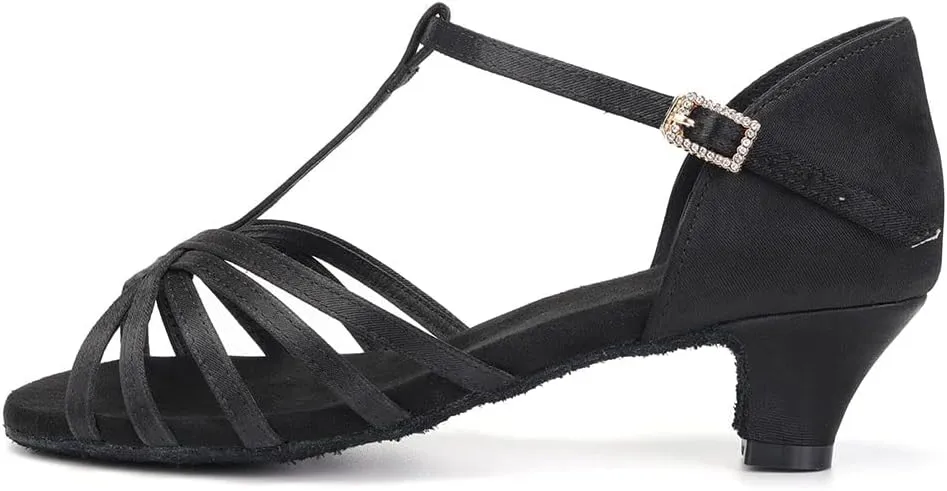 SWDZM Girls & Women's Satin Latin Dance Shoes Professional Ballroom Salsa Practice Performance Dancing Shoes Model XGG