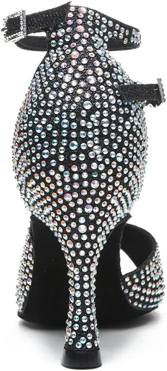 SWDZM Women's Latin Dance Shoes Peep-Toe Ballroom Salsa Chacha Performance Practice Dancing Shoes,Model-YCL522