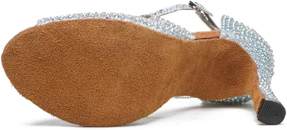 SWDZM Women's Latin Dance Shoes Peep-Toe Ballroom Salsa Chacha Performance Practice Dancing Shoes,Model-YCL522