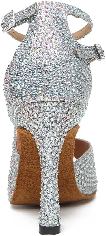 SWDZM Women's Latin Dance Shoes Peep-Toe Ballroom Salsa Chacha Performance Practice Dancing Shoes,Model-YCL522