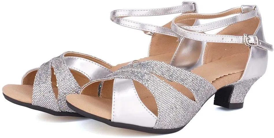 SWDZM Women's Standard Latin Dance Shoes Tango Salsa Professional Ballroom Performance Practice Dance Shoes,Model-DY05