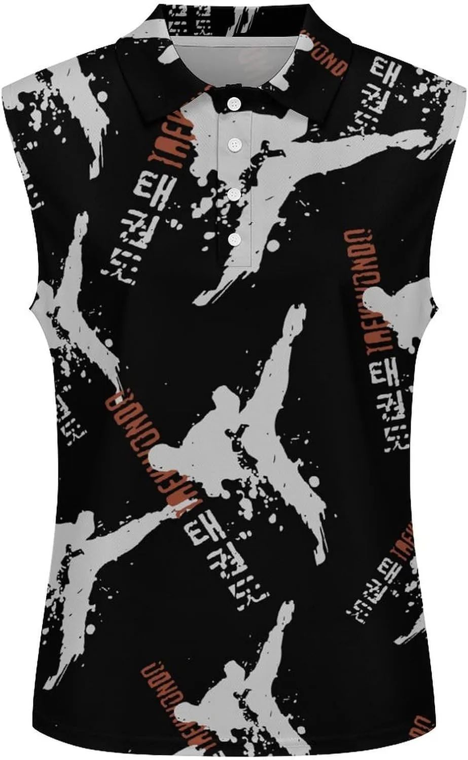 Taekwondo Women's Sleeveless Golf Polo Shirts Athletic Tank Tops