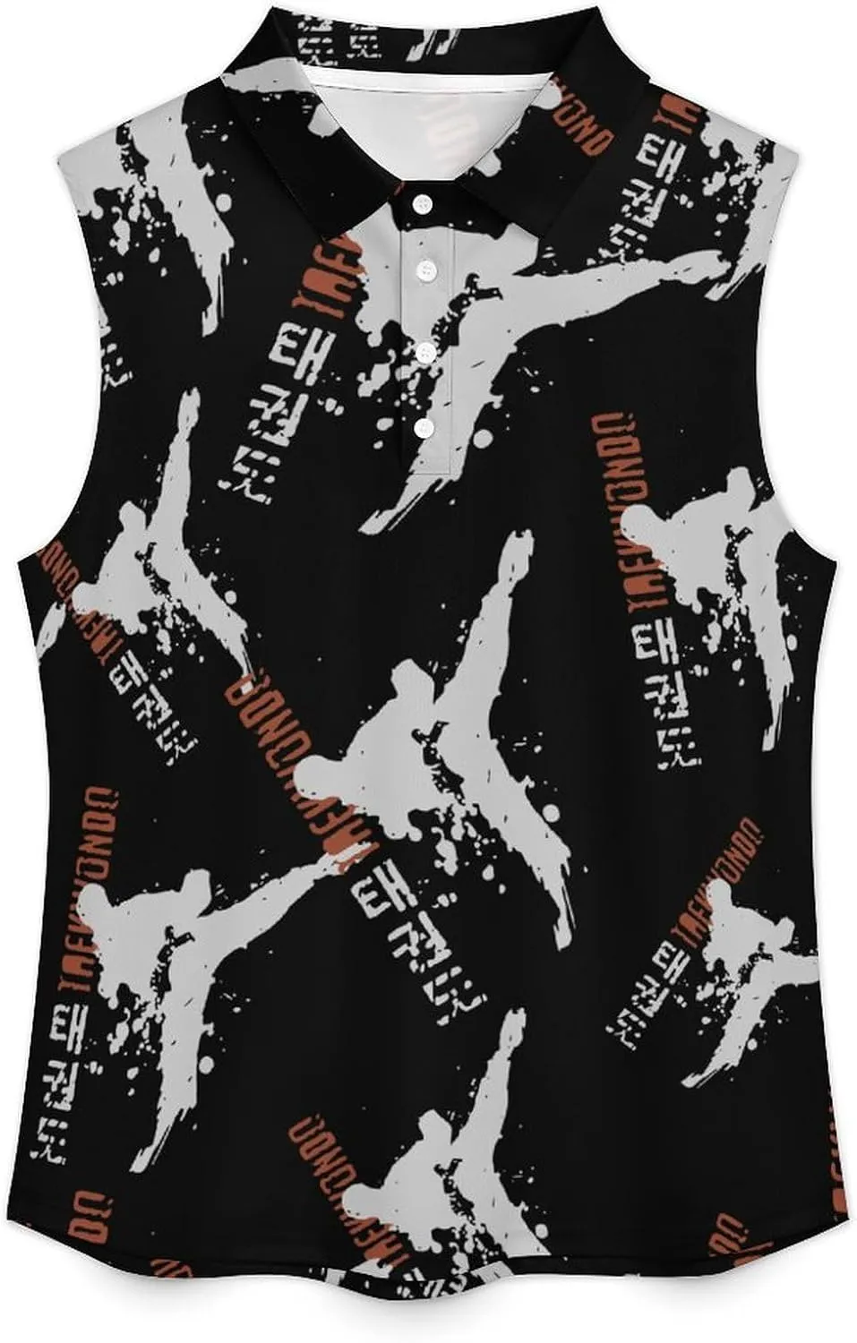 Taekwondo Women's Sleeveless Golf Polo Shirts Athletic Tank Tops