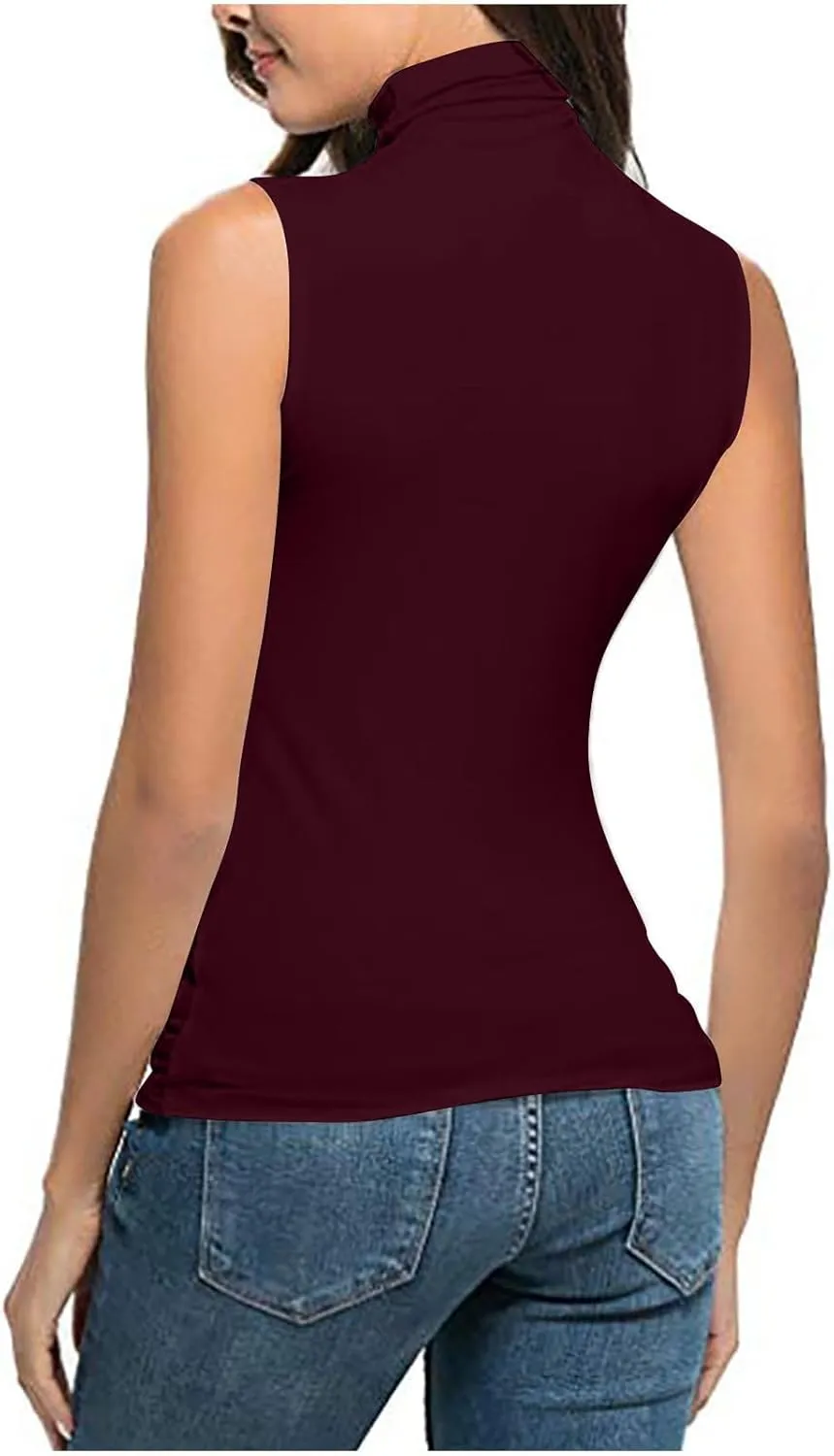 TANGNADE Sleeveless Turtlenecks for Women Tunic Plus Size Mock Neck Soft Tank Tops Basic Stretch Slim Fit Undershirts