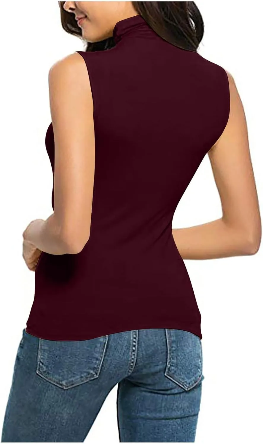 TANGNADE Sleeveless Turtlenecks for Women Tunic Plus Size Mock Neck Soft Tank Tops Basic Stretch Slim Fit Undershirts