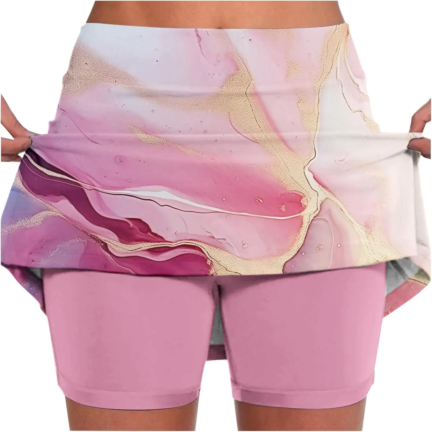 Tennis Skirts for Women Tie Dye Print Yoga Skort Summer High Waist Athletic Running Golf Skirt Built in Shorts