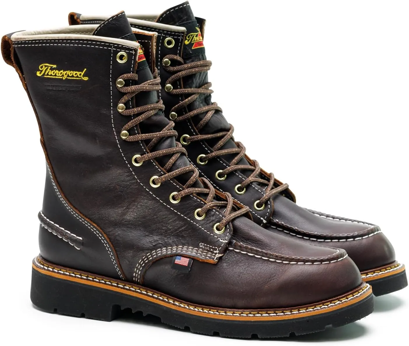 Thorogood 1957 Flyway 8 Waterproof Moc Toe Hunting Boots for Men - Full-Grain Leather with Slip-Resistant Heel Outsole and Shock-Absorbing Footbed