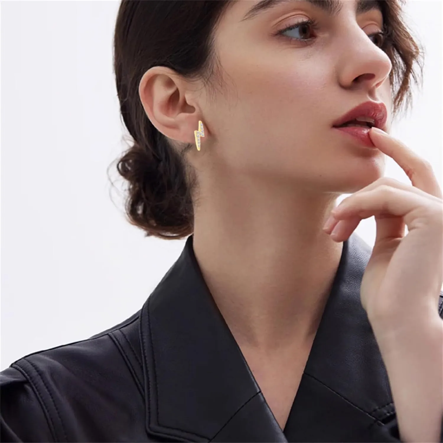 Tiny Lightning Bolt Earrings for Women Minimalist Flash Thunder Button Stud Earring Cahrming Lightning Post Earrings Halloween Jewelry 80's Party