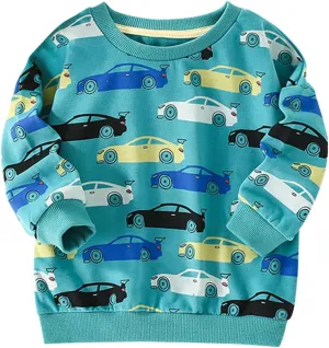Toddler Sweatshirt Kids Fleece Sweatshirts Soft Warm Cool Print Long Sleeve Crew Neck Hoodie Lightweight Soft Comfotable Boy Clothes Warehouse Sale Clearance Light Blue 4-5 Years