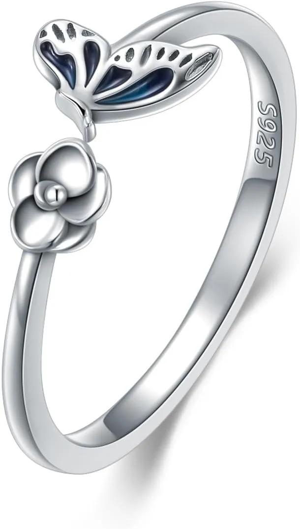 Toe Ring for Women 925 Sterling Silver Toe Rings Butterfly/Dragonfly/Pet Paw Prints Toe Rings Adjustable Beach Open Toe Rings