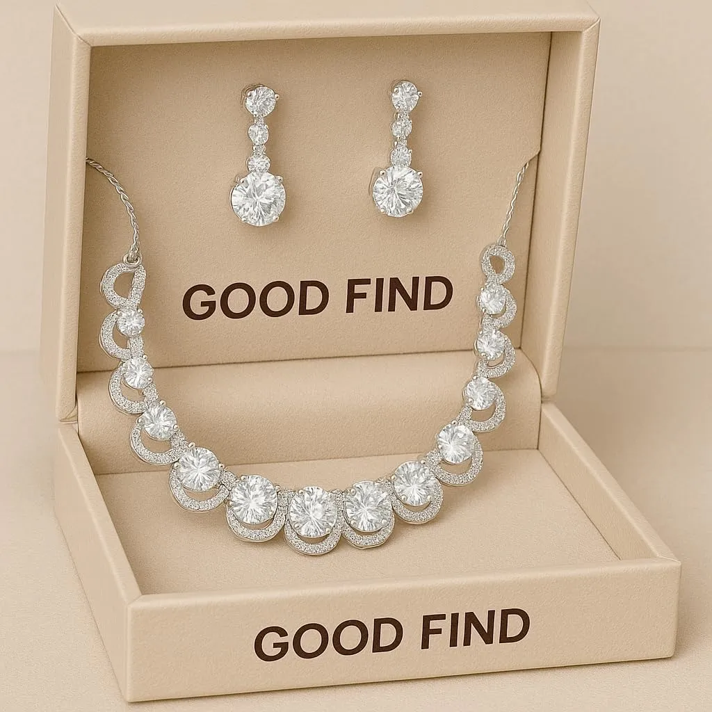 Traditional Indian Jewelry Set, Kundan Necklace with Earrings Elegant Designer And Beautiful Set For Women Silver-Plated Wedding Jewelry