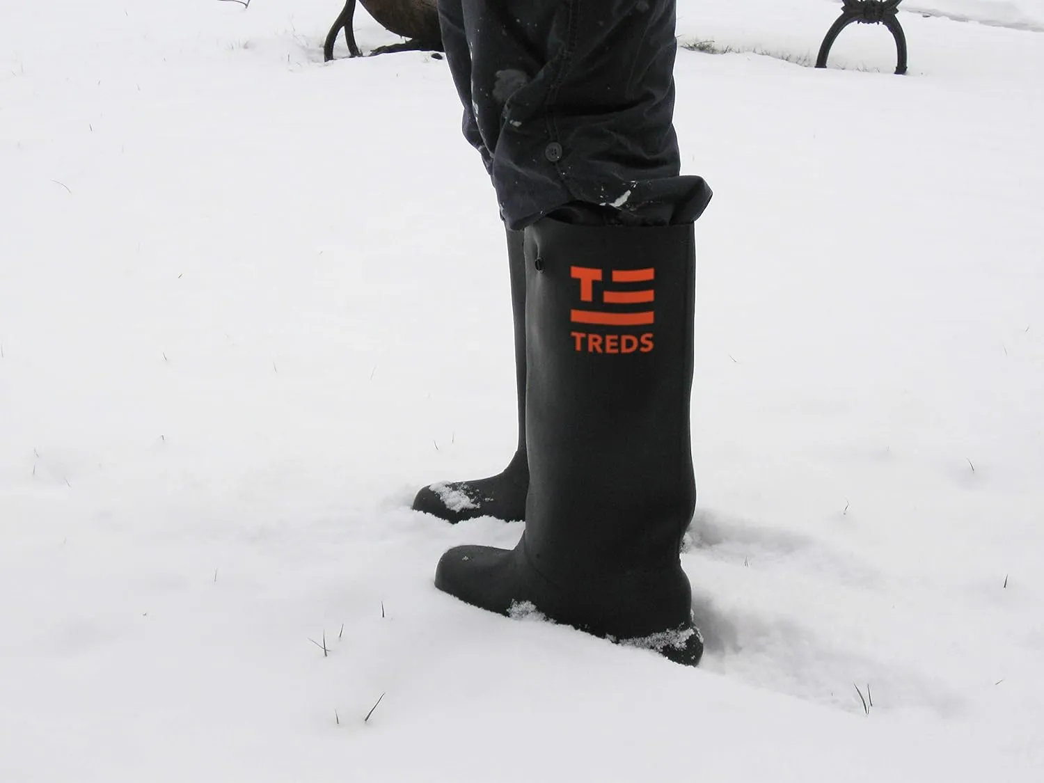 Treds Super Tough 17" Pull-On Stretch Rubber Overboots for Rain, Slush, Snow and Construction, Size Large, Black