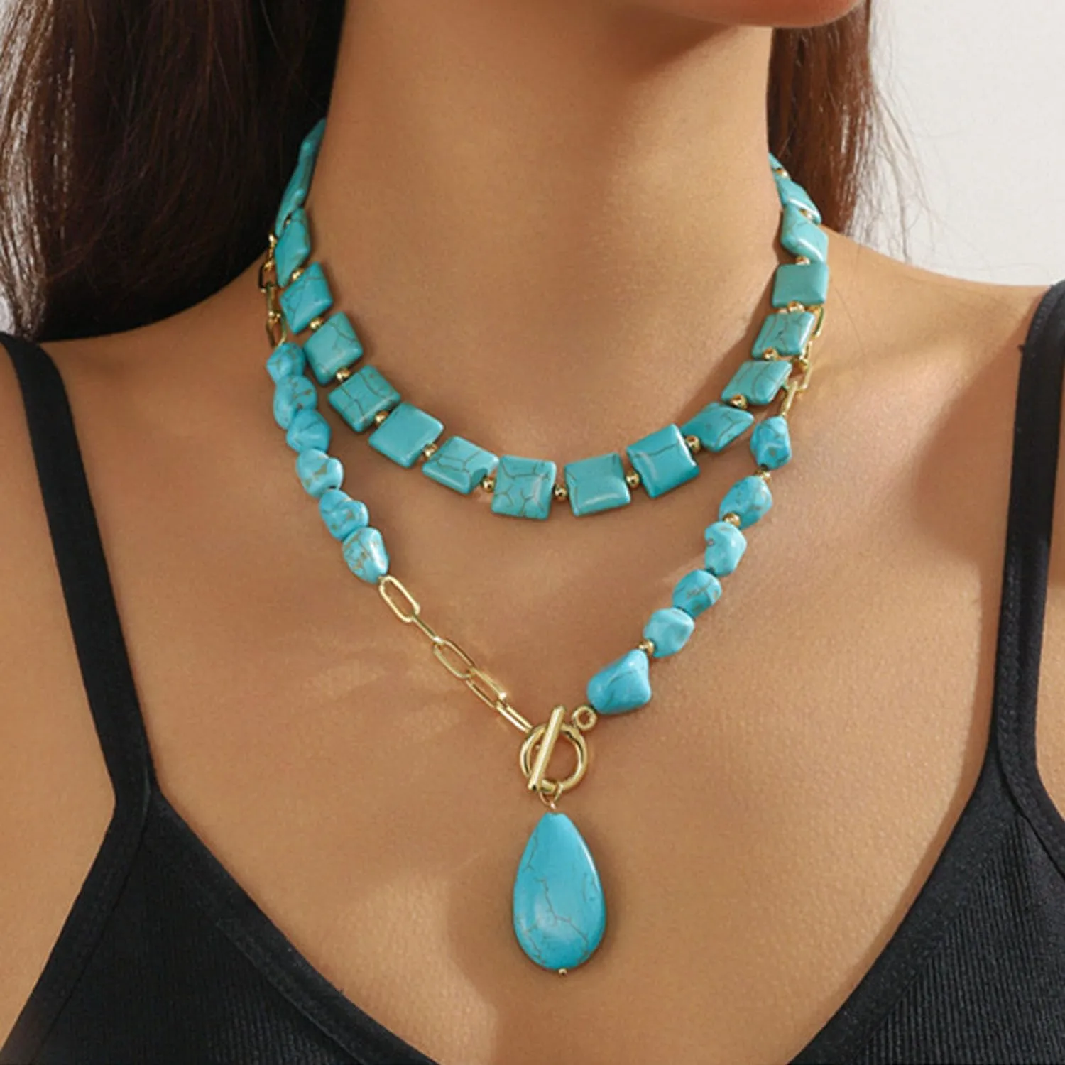 Turquoise Necklace for Women Chunky Turquoise Beaded Necklace BohoTurquoise Western Jewelry for Women