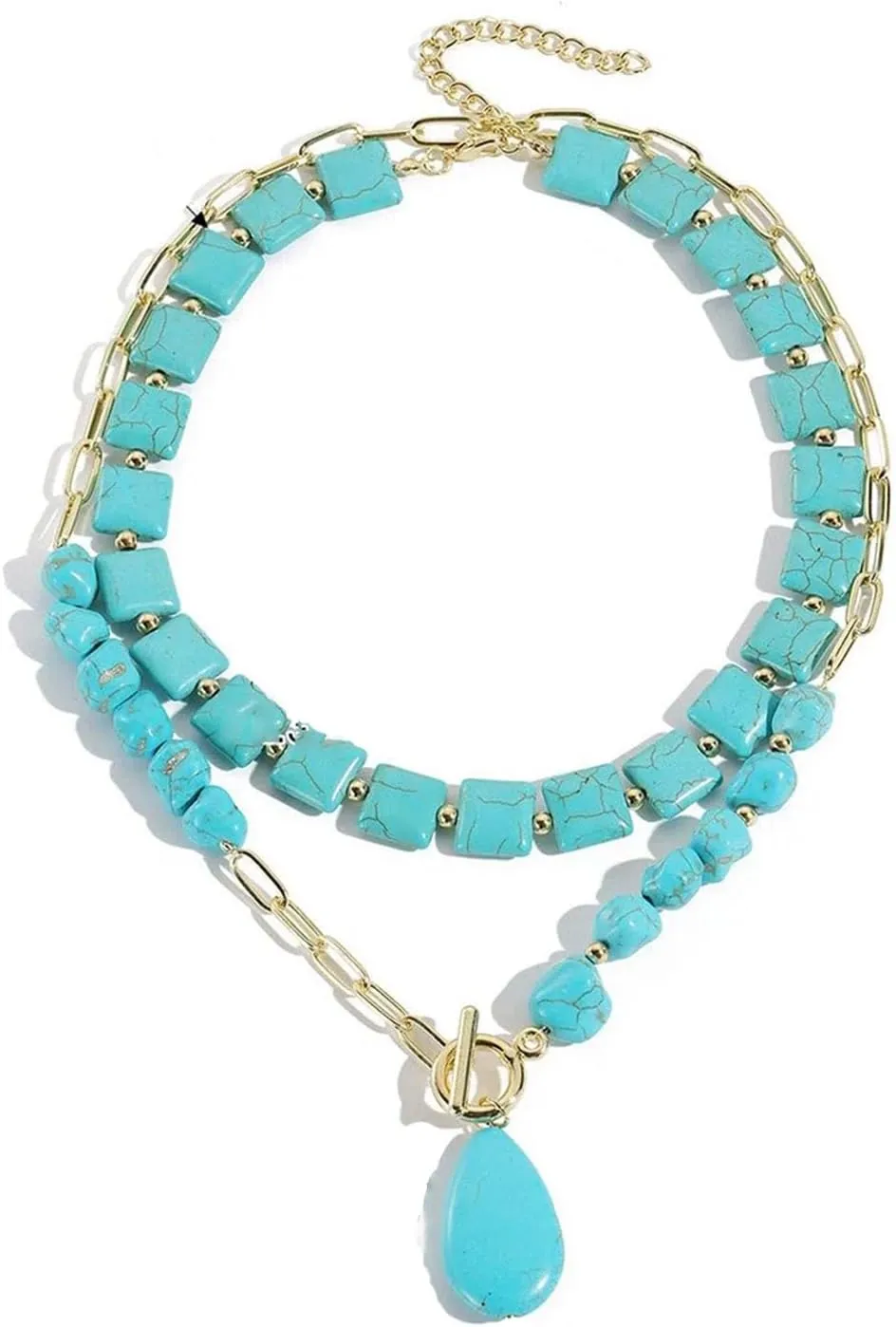 Turquoise Necklace for Women Chunky Turquoise Beaded Necklace BohoTurquoise Western Jewelry for Women