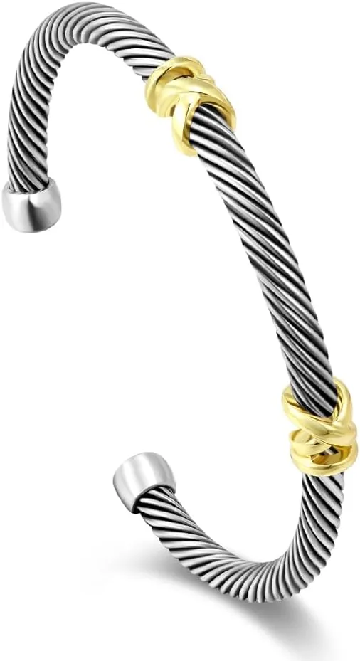Twisted Cable Cuff Bracelets for Women Trendy Vintage Gold and Silver Bracelet Designer Dupes Jewelry for Her
