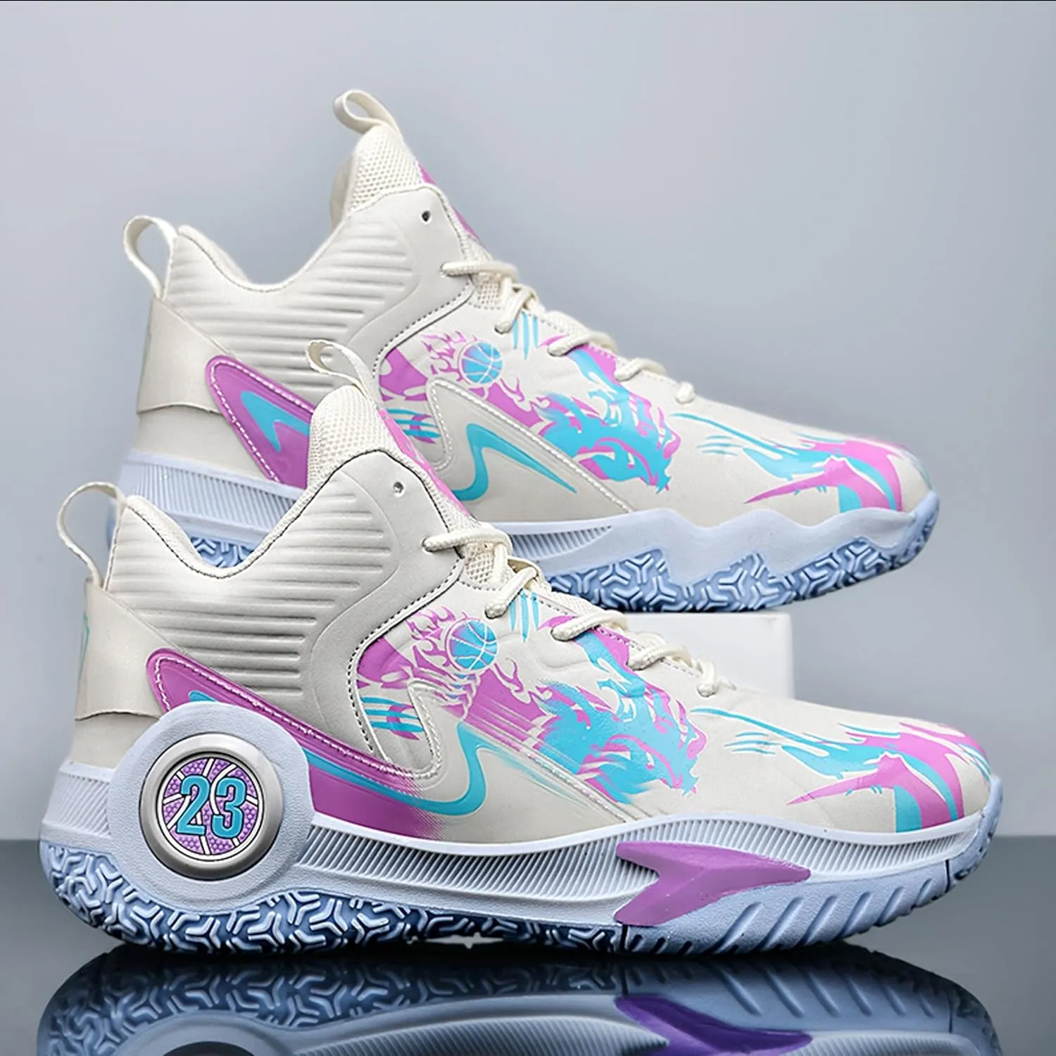 Unisex Basketball Shoes Lightweight Soft Soled Shock-Absorbing Anti Slip Wear-Resistant Sports Training Boots