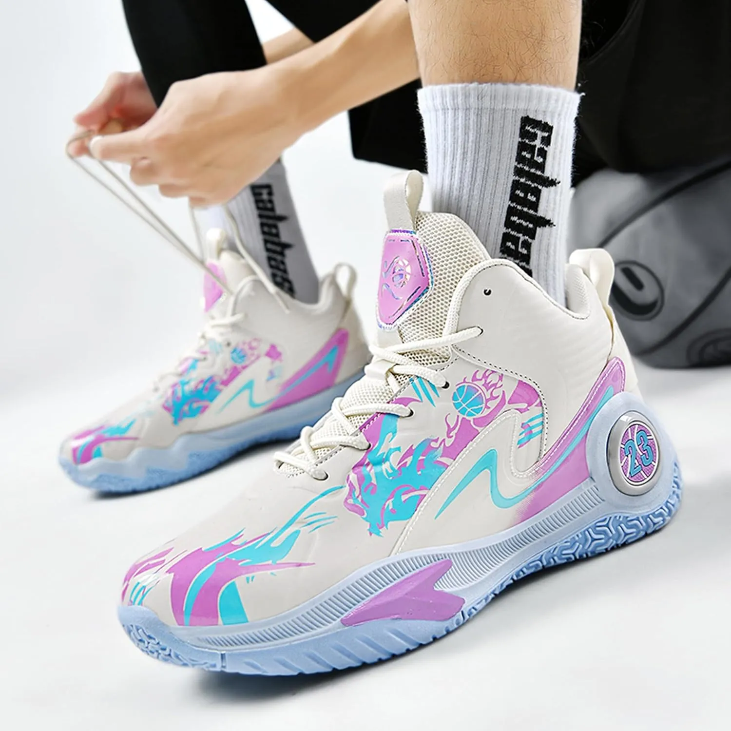 Unisex Basketball Shoes Lightweight Soft Soled Shock-Absorbing Anti Slip Wear-Resistant Sports Training Boots