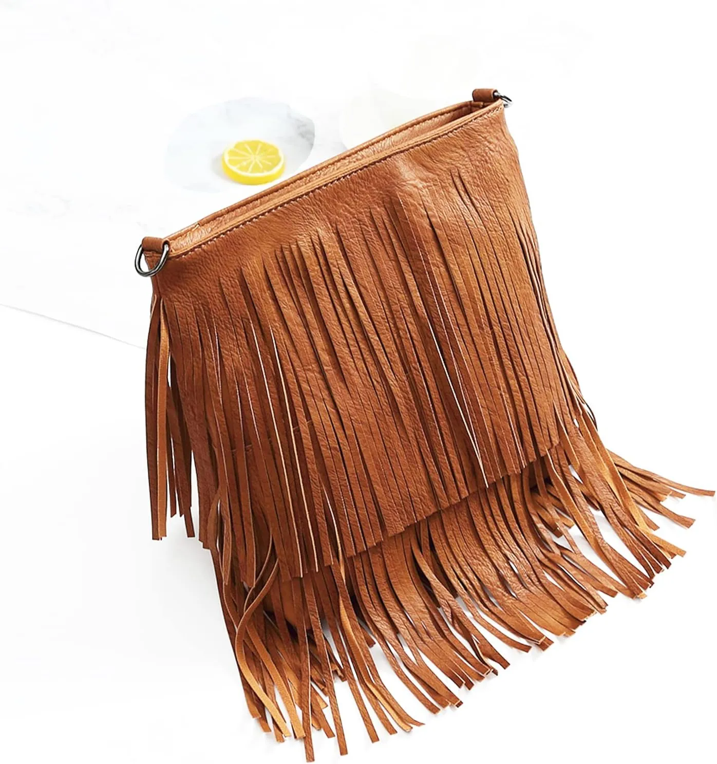 Vintage Fringe Purse Fringe Hobo Bags for Women Vegan Leather Tassel Hippie Crossbody Bag