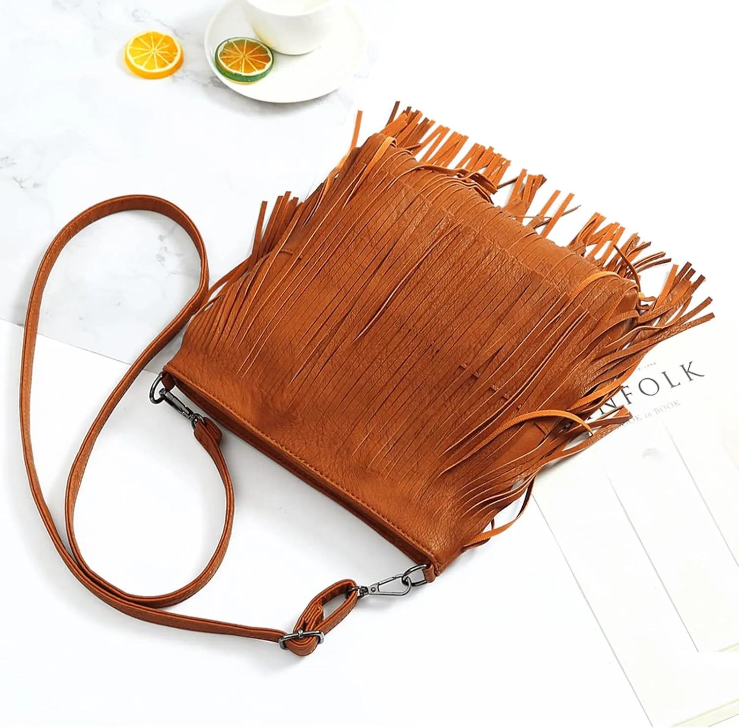 Vintage Fringe Purse Fringe Hobo Bags for Women Vegan Leather Tassel Hippie Crossbody Bag