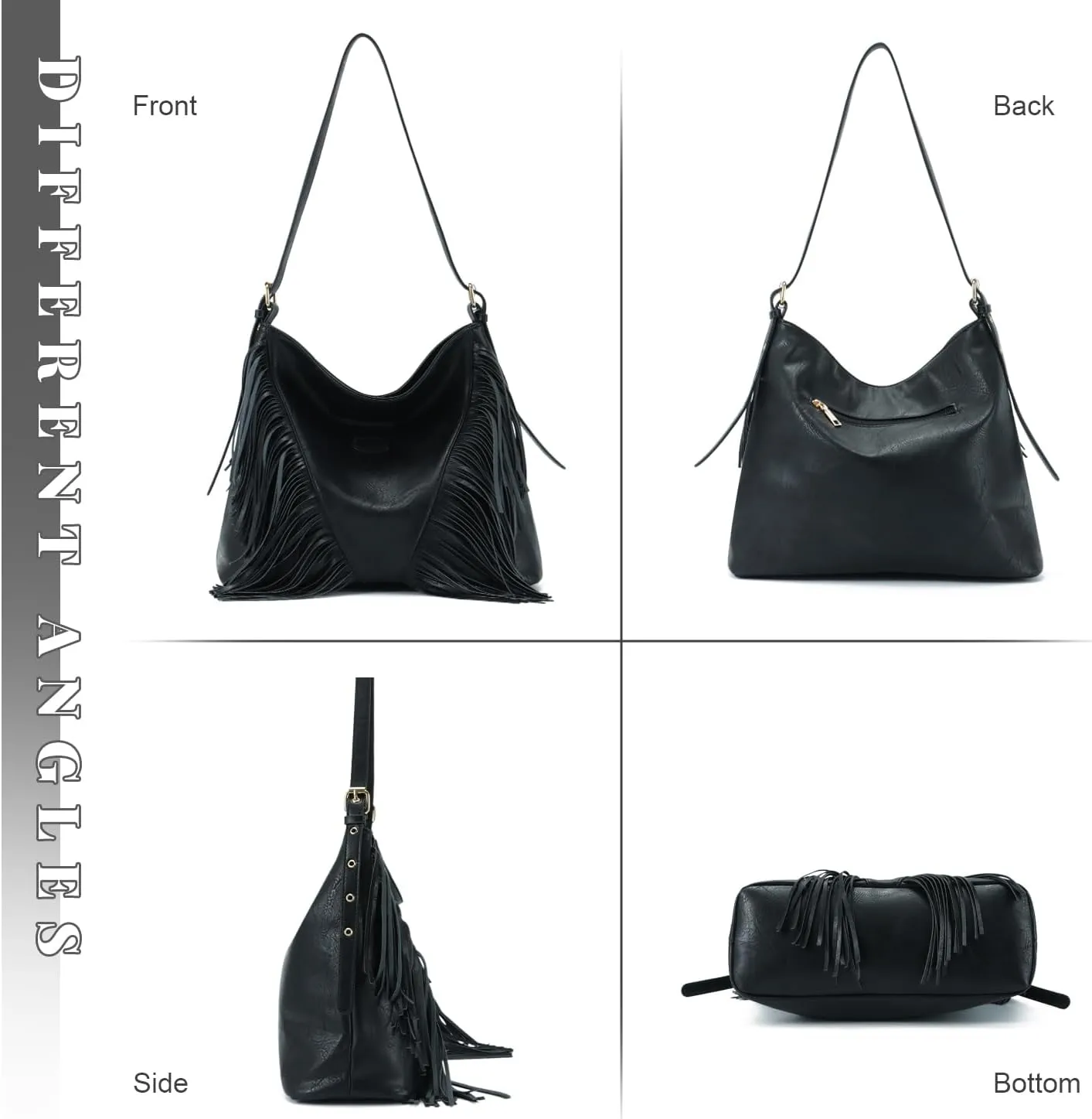 Vintage Fringe Shoulder Bags For Women Tassle Hobo Bags Large Crossbody Fringe Purse