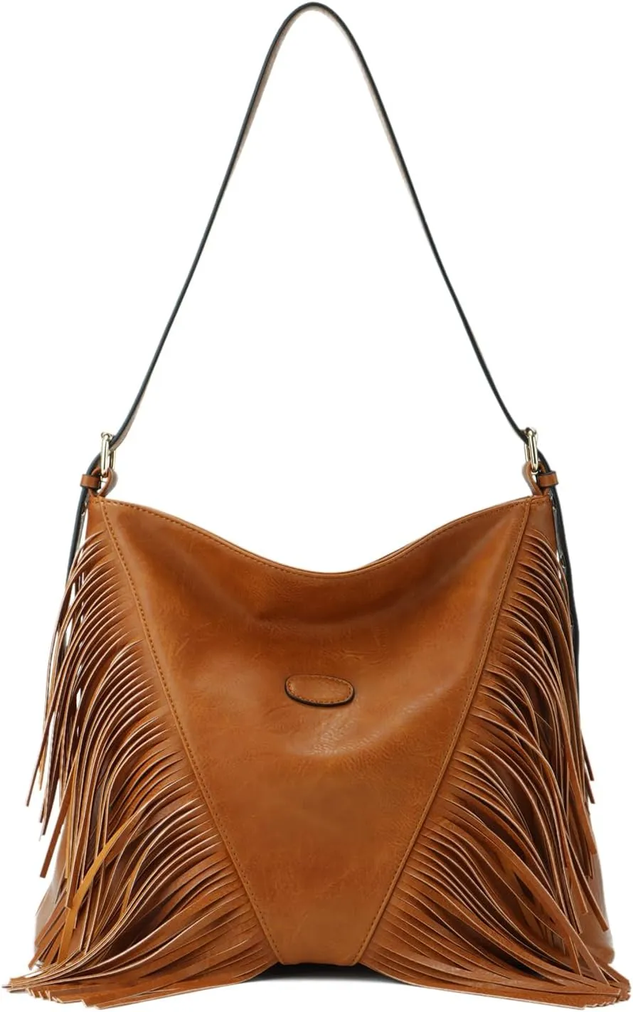 Vintage Fringe Shoulder Bags For Women Tassle Hobo Bags Large Crossbody Fringe Purse