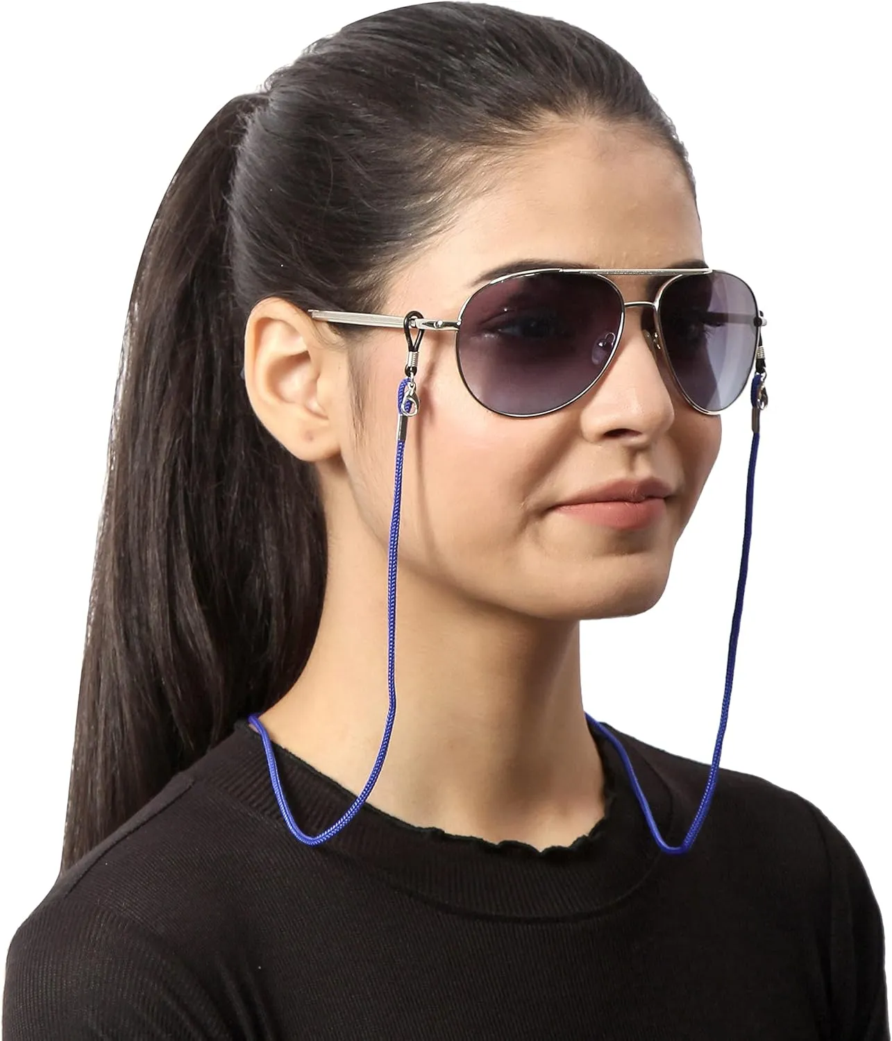 VIVID vision Unisex Adult Fabric Eyeglass Holder Strap Cord, New Chain Adjust on Sunglasses, Anti-slip Retainer Lanyard String Eyewear Frame, CH-151, Blue