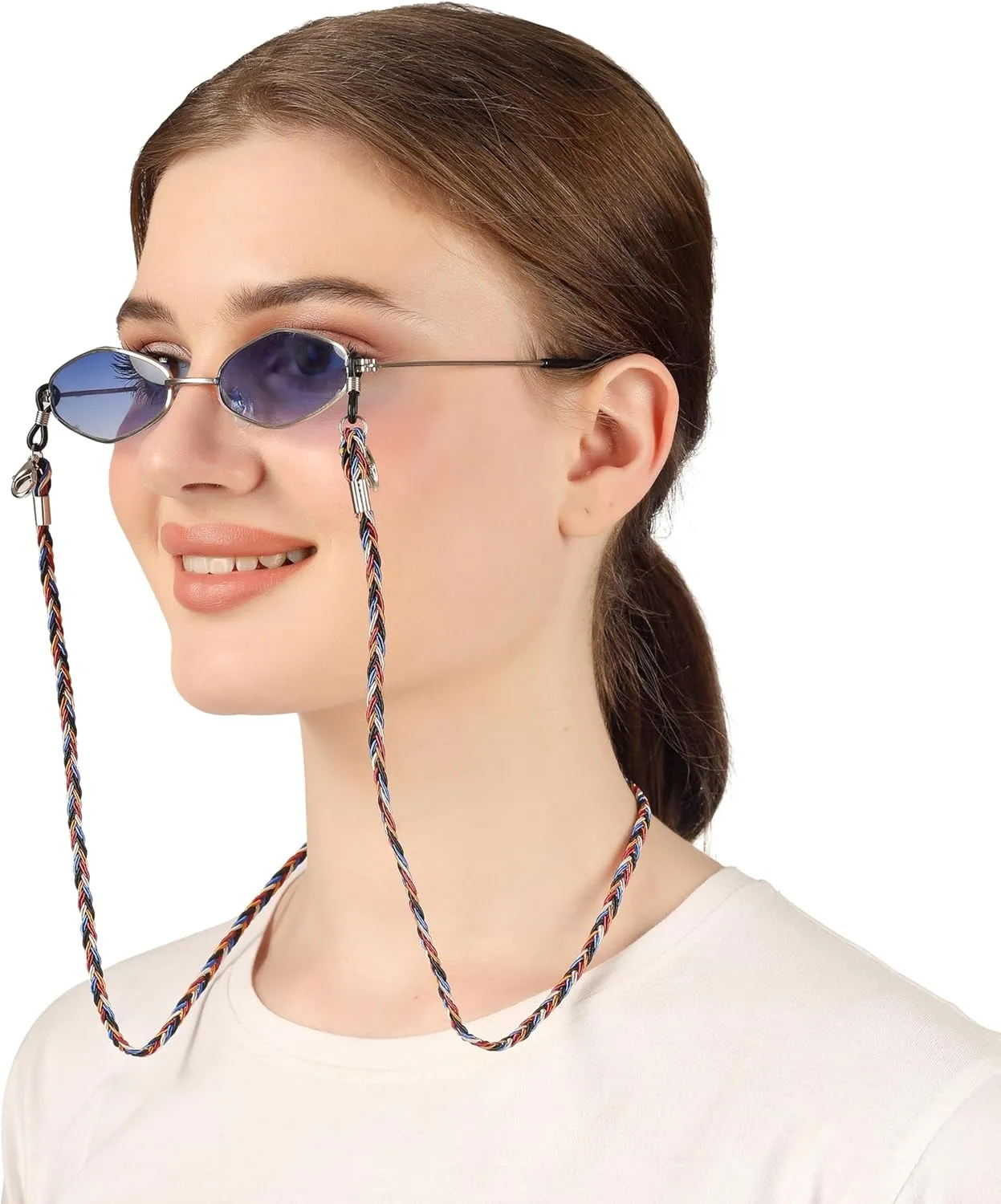 VIVID vision Unisex Adult Fabric Eyeglass Holder Strap Cord, New Chain Adjust on Sunglasses, Anti-slip Retainer Lanyard String Eyewear Frame, CH-254, Multicolor