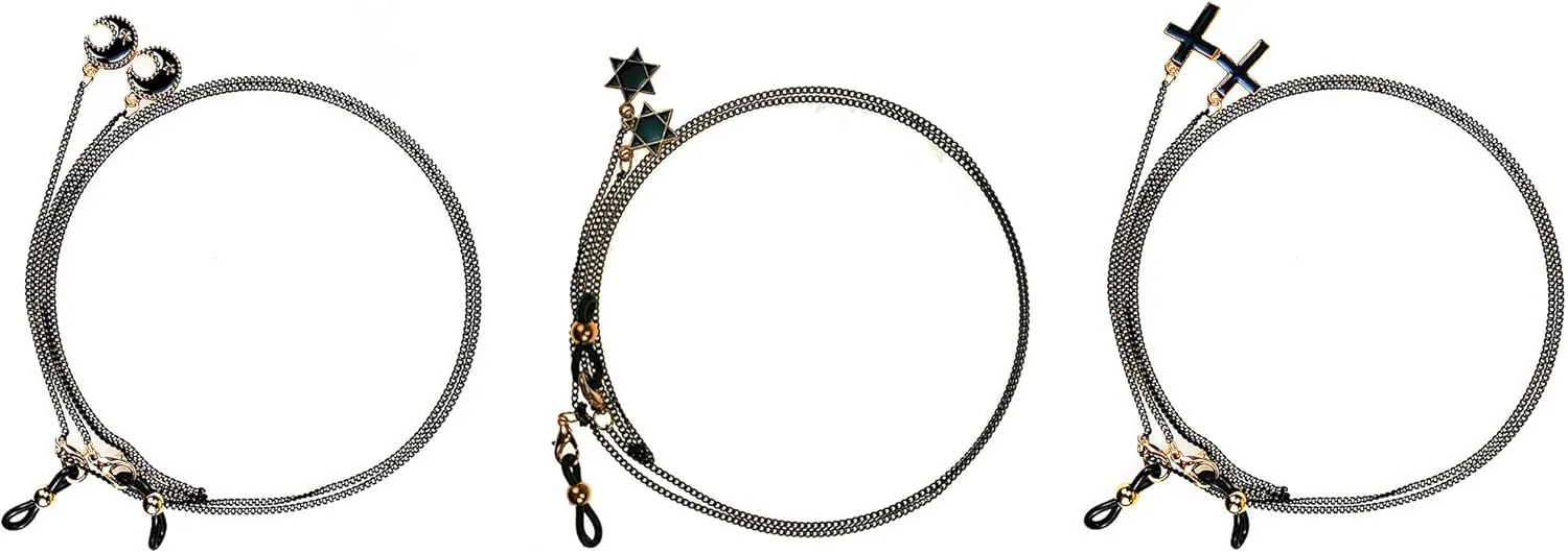 VOOKURA Simple Style Metal Glasses Chain Lanyard Necklace Black Gold Color Matching Trend Texture Hanging Neck Temperament Anti-Lost Mask Chain