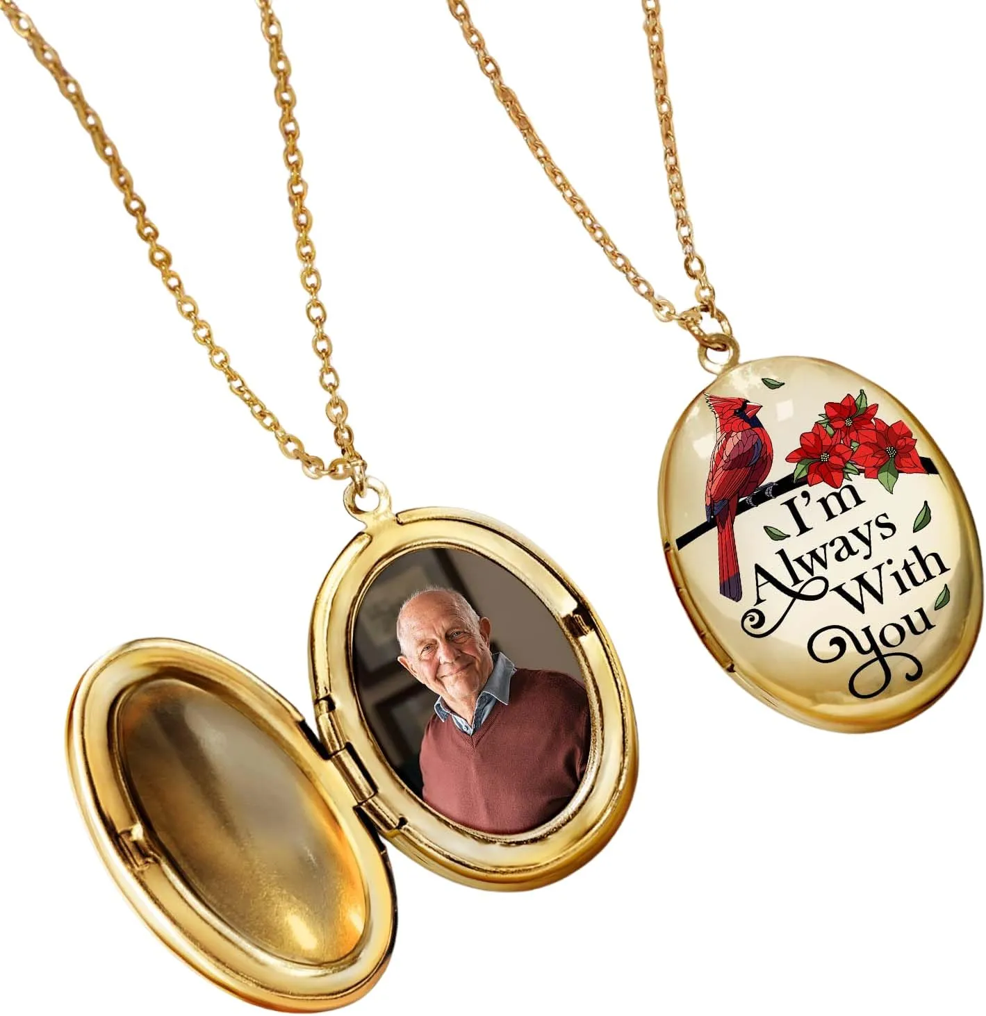 WANDER PRINTS Custom Photo, Personalized Locket Necklace For Women - Memorial Gift - Memorial In Loving Memory Forever In My Heart