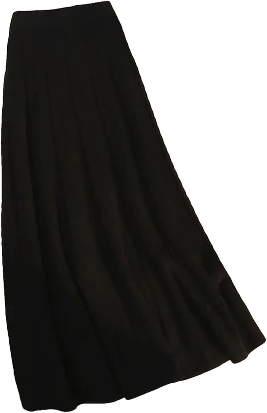 Women Autumn Winter Elegant Solid Color Knit Long Skirt Thick High Waist Skirts A Line Pleated Midi Skirt Ladies