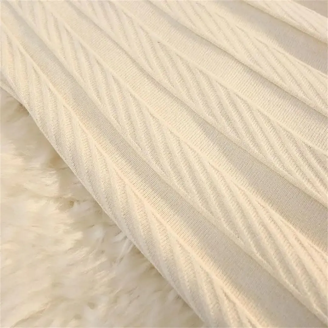 Women Autumn Winter Elegant Solid Color Knit Long Skirt Thick High Waist Skirts A Line Pleated Midi Skirt Ladies