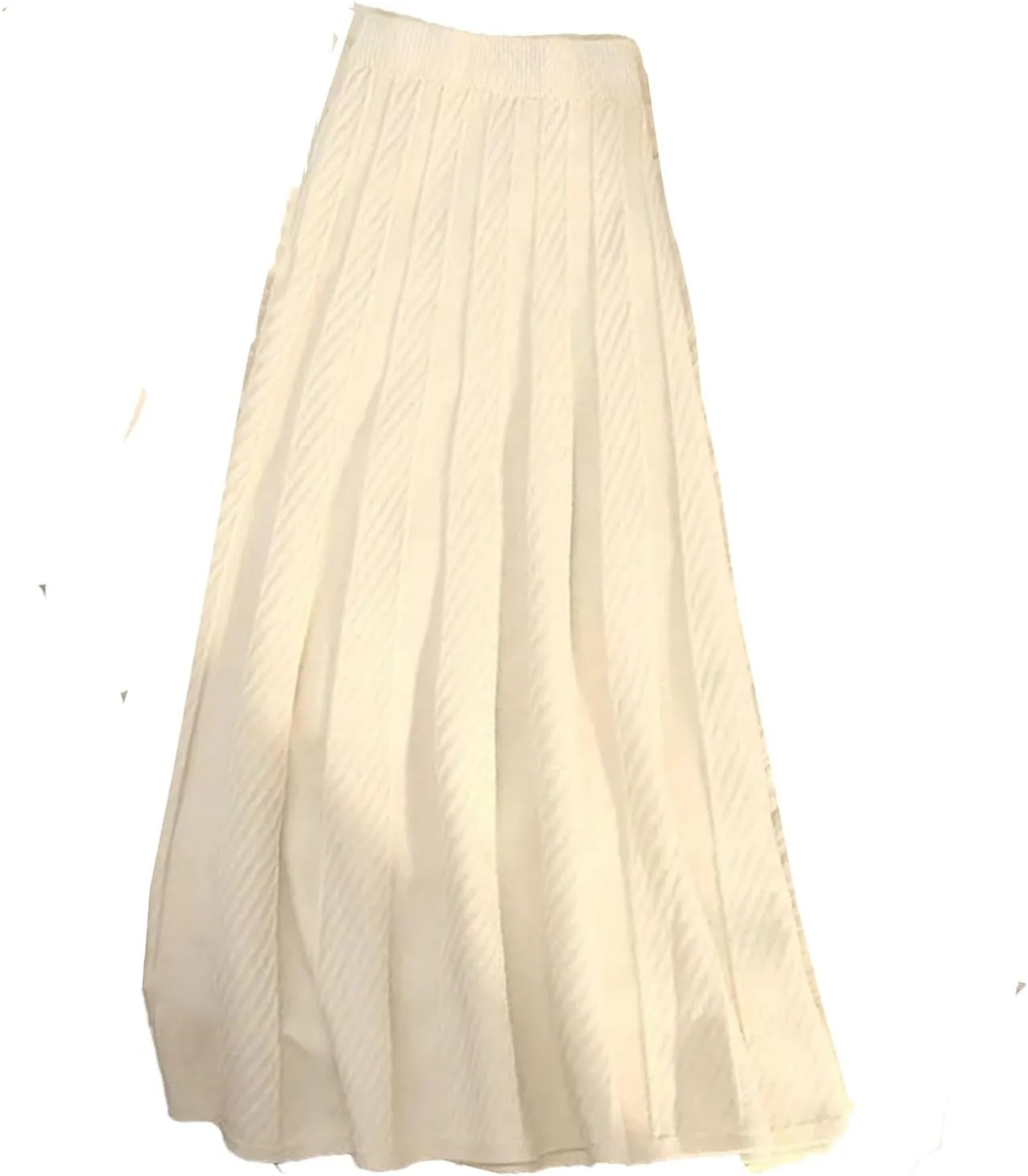 Women Autumn Winter Elegant Solid Color Knit Long Skirt Thick High Waist Skirts A Line Pleated Midi Skirt Ladies