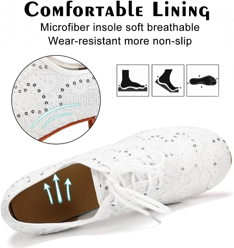 Women Ballroom Dance Shoes Lace up Latin Salsa Practice Dance Teaching Shoes,Model LPWMMD