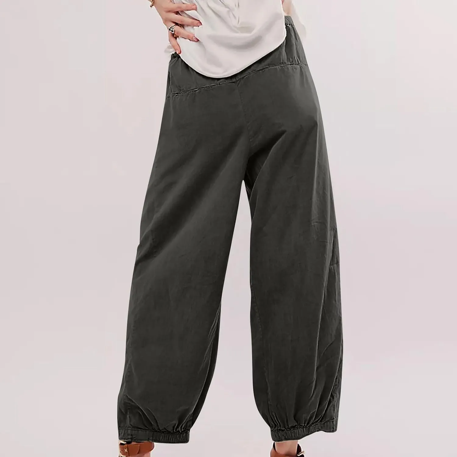 Women Cotton Linen Pants Summer Elastic High Waist Wide Leg Casual Pants 2024 Beach Travel Trousers Vacation Outfits
