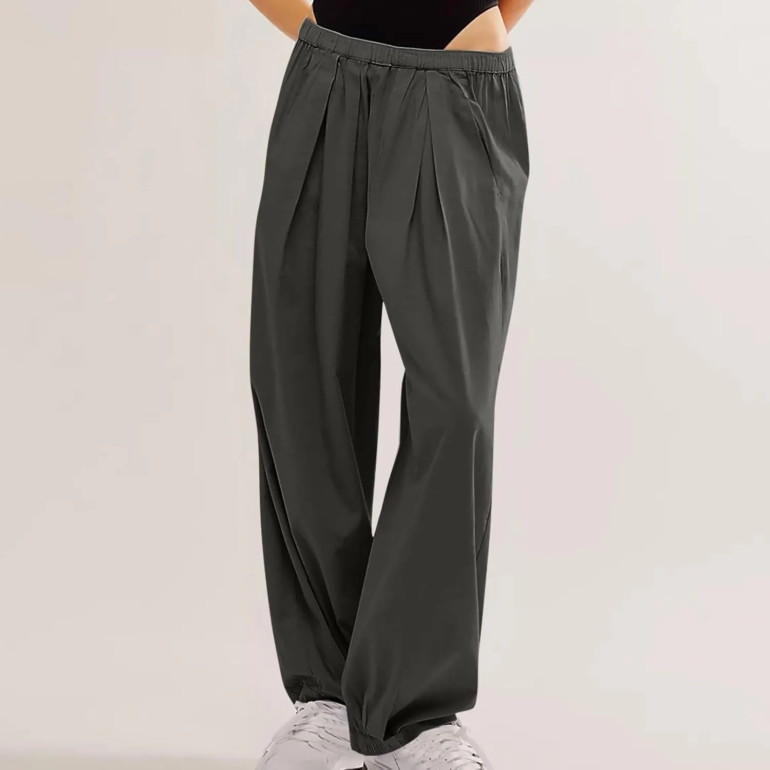 Women Cotton Linen Pants Summer Elastic High Waist Wide Leg Casual Pants 2024 Beach Travel Trousers Vacation Outfits