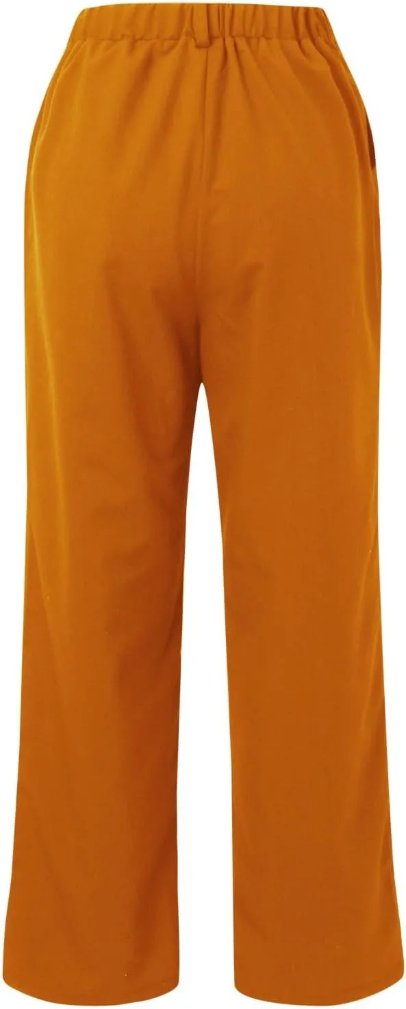 Women Fashion Casual Solid Color Wide Leg Elastic Pants Work Business High Waisted Dress Pants Flowy Trousers