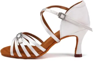 Women Latin Dance Shoes Open Toe Salsa Wedding Party Performence Ballroom Dancing Shoes,Model EM518-5