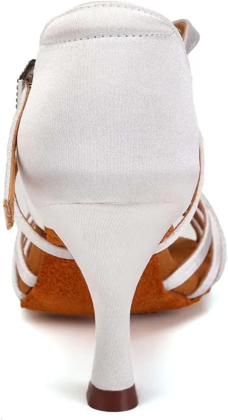 Women Latin Dance Shoes Open Toe Salsa Wedding Party Performence Ballroom Dancing Shoes,Model EM518-5